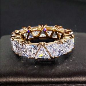 Gold Eternity Band with Clear Princess-Cut Stones - Women's Ring